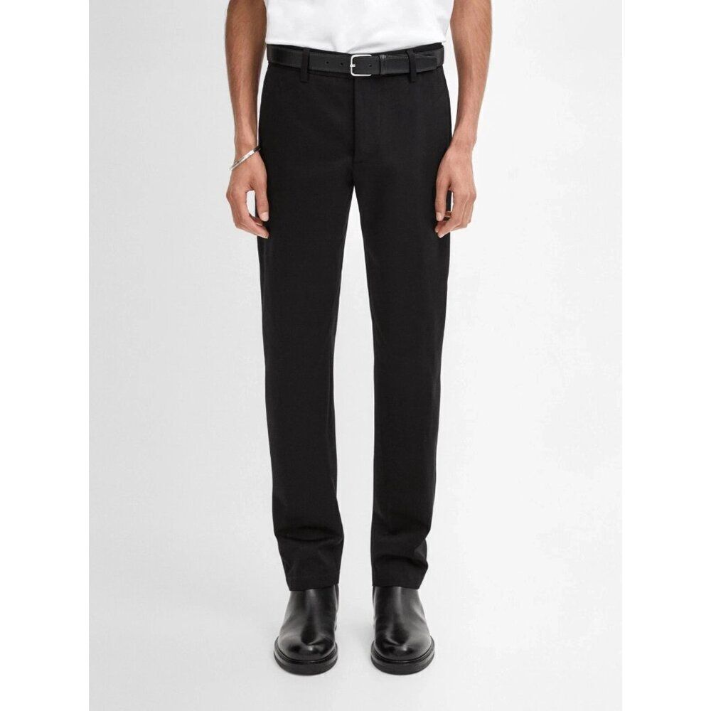 Massimo Dutti Men Pants EU 38 US 30 Black Twill Tapered Fit Trouser 0011/040 NWT